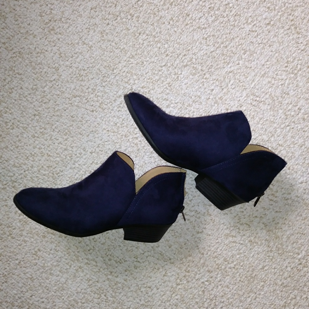 Navy Suede Ankle Boots